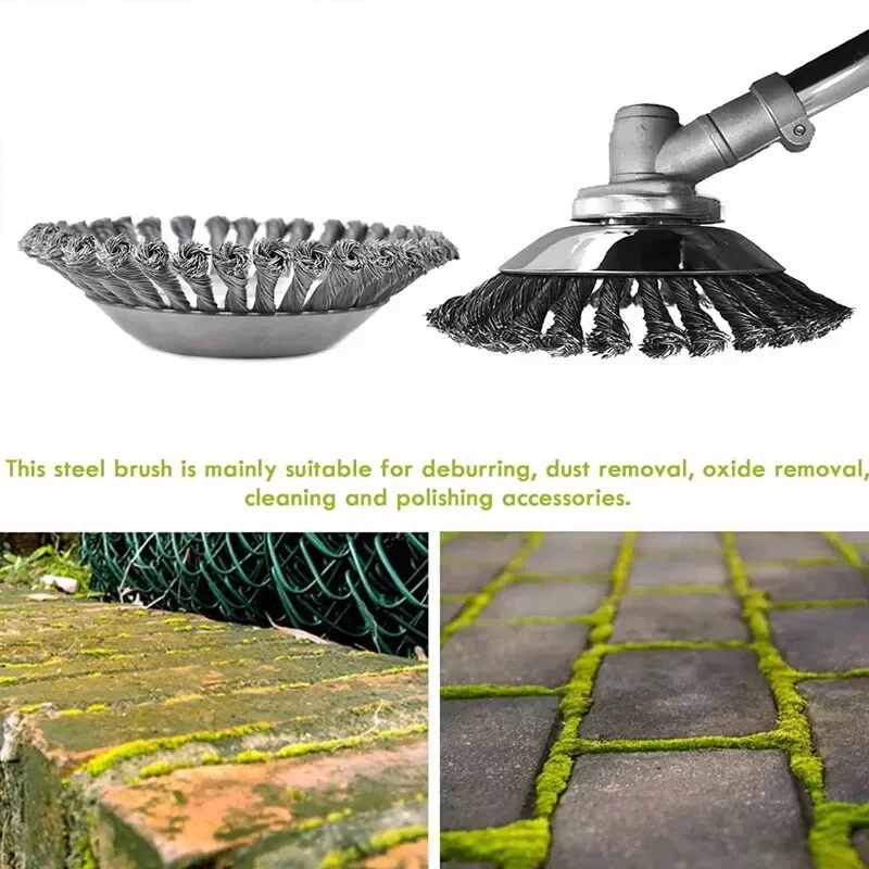 20258 "200 مللي متر العشب ستريمر رئيس الانتهازي فرشاة أسلاك الفولاذ عجلة حديقة الاعشاب المتقلب