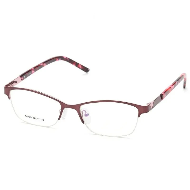 Female Spring Hinge Prescription Glasses Reading Glasses Flexible Frame Semi Rim Optical Lenses Durable Eyewear for Women