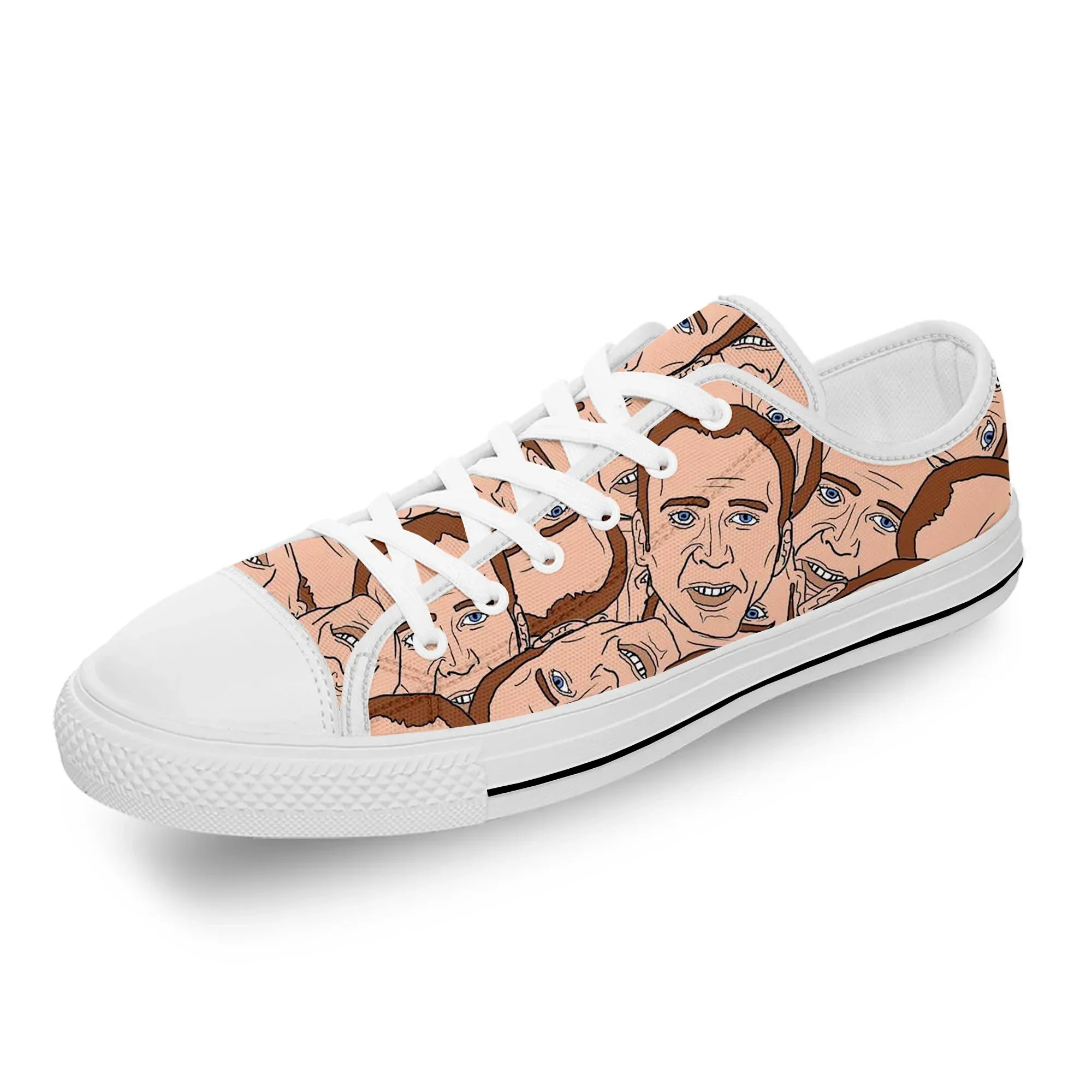 

Nicolas Cage Cartoon Funny White Cloth Fashion 3D Print Low Top Canvas Shoes Men Women Lightweight Breathable Sneakers