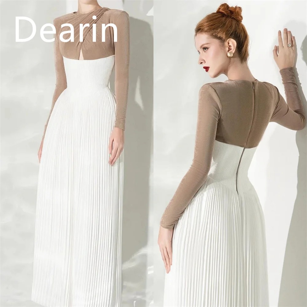 

Customized Evening Gown Dearin Jewel Column Floor Length Skirts Draped Bespoke Occasion Dresses Saudi Arabia Formal Prom Dress