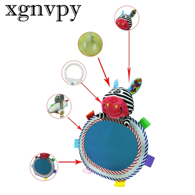 xgnvpy Lusterko wsteczne do samochodu dziecięcego Regulowane lusterko wsteczne Pluszowe lusterko w kształcie zwierzątka z kreskówek Wózek Zabawki