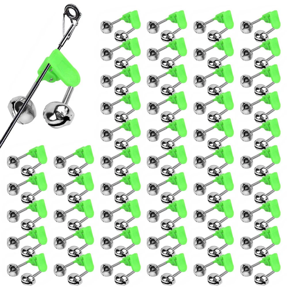 

50pcs Fishing Rod Alarm Bells Fishing Bells Clips With Dual Alert Bells Fishing Gear Accessories