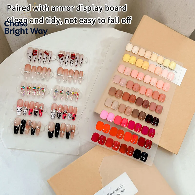 60/66pcs Transparent Double Adhesive Tape False Nails Display Stand Glue Stickers Acrylic Practice Showing Bar Nail Art Tools