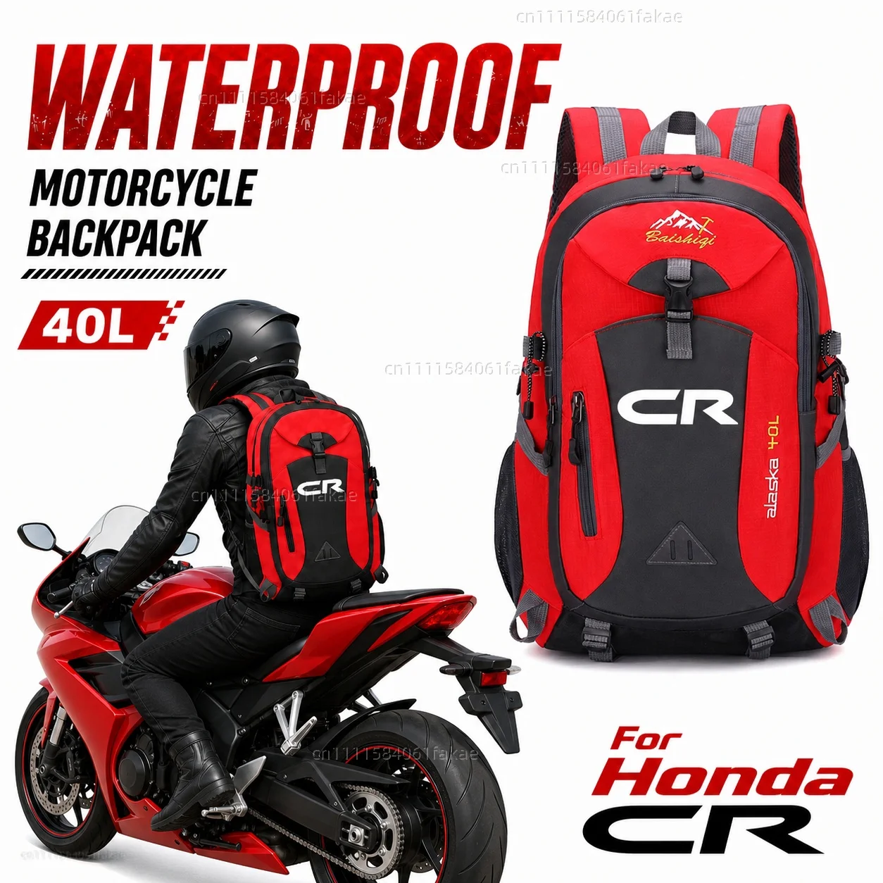 

For Honda CR80R CR85R CR125R CR250R CR 80R 85R 125R 250R All Year Motorcycle Backpack 40L Waterproof Travel Backpack Outdoor