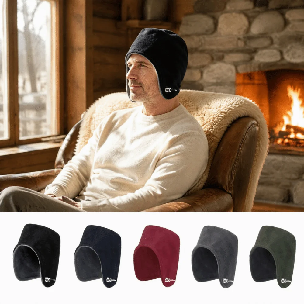 Hair Sleeping Hat Windproof Elderly Sleeping Bonnet Soft Supple Earflap Winter Cycling Beanie Breathable Cozy Skull Cap Indoor 2