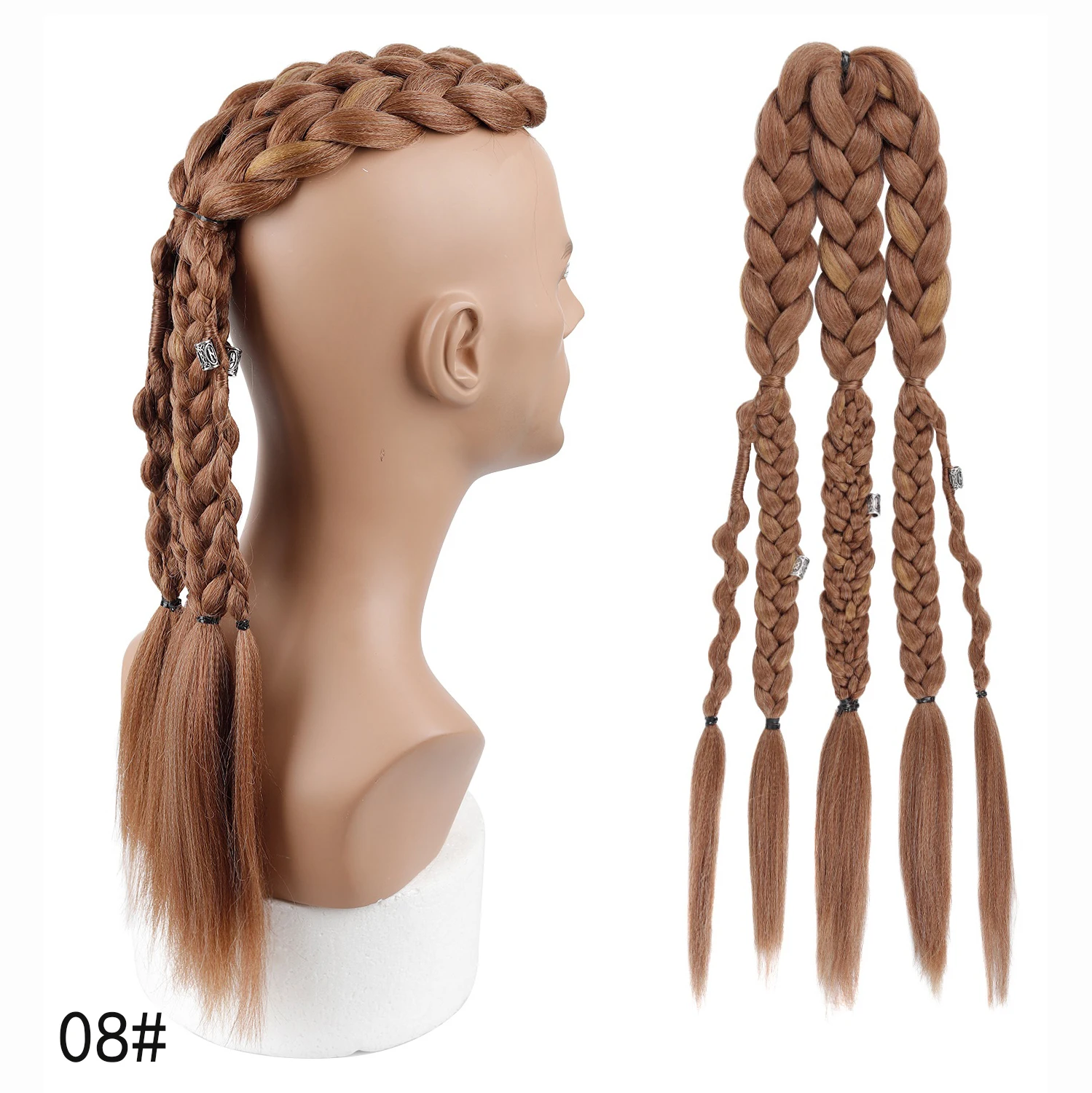 Men's Viking Mohawk Cornrow Braided Ponytail Wig