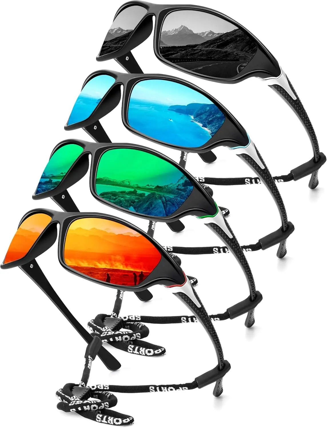 

4 Pack Polarized Sunglasses for Men Sports UV Protection Fishing Driving Cycling