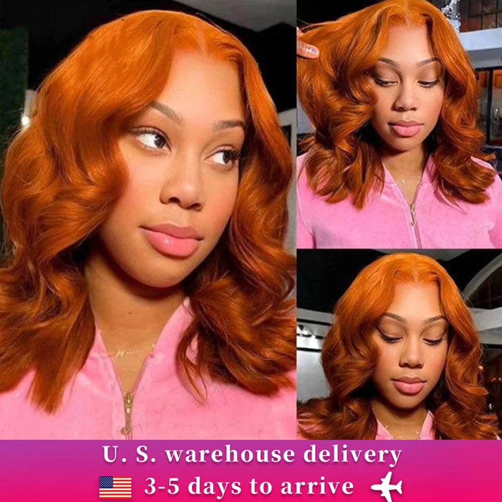 Loose Wave Lace Front Wigs 350 Orange Bob Wigs Human Hair Lace Front Wig Human Hair Wigs for Black Women Colored Frontal Bob Wig