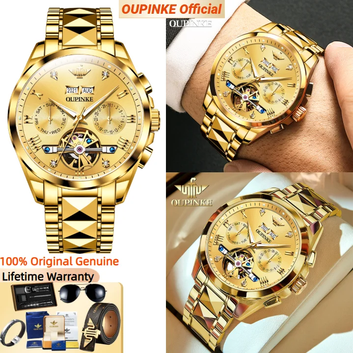 

OUPINKE Classic Watch 3186 Multifunctional Skeleton Dial Waterproof Luminous Automatic Mechanical Watches
