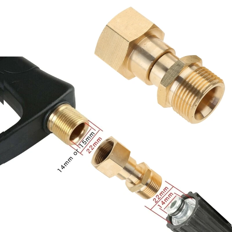 Adaptador para arandela presión latón, conector junta giratoria para lavadora a presión M22 14mm, adaptador