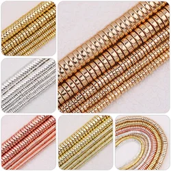 1 Strand Golden/Silver Plated Flat Round Natural Stone Hematite Loose Spacer Beads For Jewelry Making DIY Bracelets 3/4/6/8mm