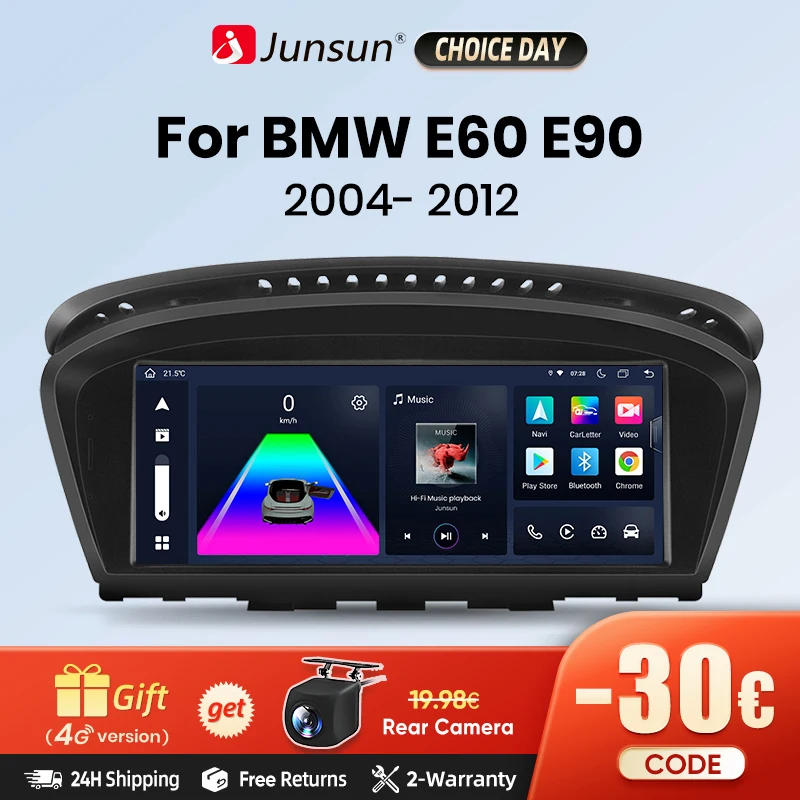 Junsun Wireless CarPlay Andorid Auto Car Radio Multimedia For BMW 5 Series E60 E61 E63 E64 For BMW 3 Series E90 E91 E92 E93