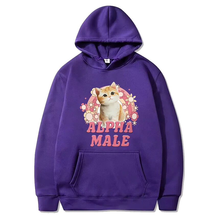 Alpha Male Cute Kitten Rainbow Hoodie Men's Women Funny Cat Long sleeve Graphics Sportswea Fleece fashion Pullover hoodie