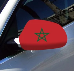Directly Delivery 2 Pcs Free Size Four-way stretch fabric Morocco Flags Car Mirror Cover