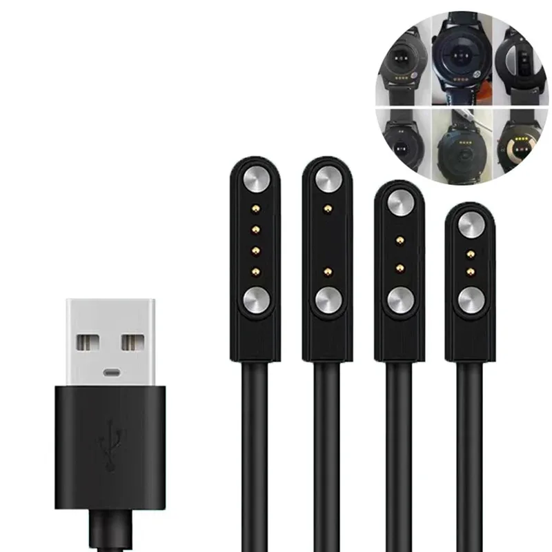 

1PC 60CM Universal Smart Watch Charger Cord Magnetic Charging Cable 2/4 Pin USB Charger