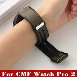 22mm Leather Silicone Wristband Strap For CMF Watch Pro 2 Sport Watchband Magnetic Buckle For CMF Watch Pro2 Accessories Correa