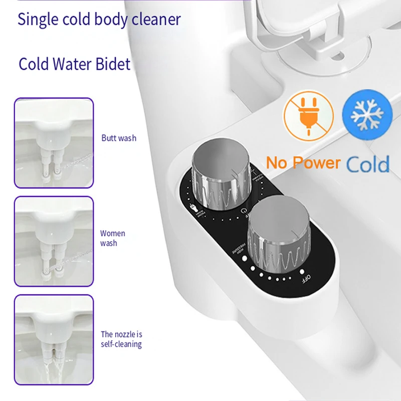 No Electric Smart Bidet Simple Toilet Seat With Bidet Shower Doubel Nozzle Non Power Bidet Washing Sprayer Bath Accessories