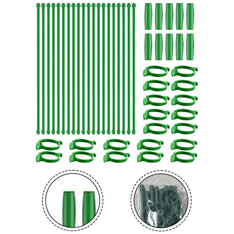 50PCS Fiberglass Plant Support Bracket Kit for Garden 30cm 40cm with Clutch and Interface for Easy Plant Fixing