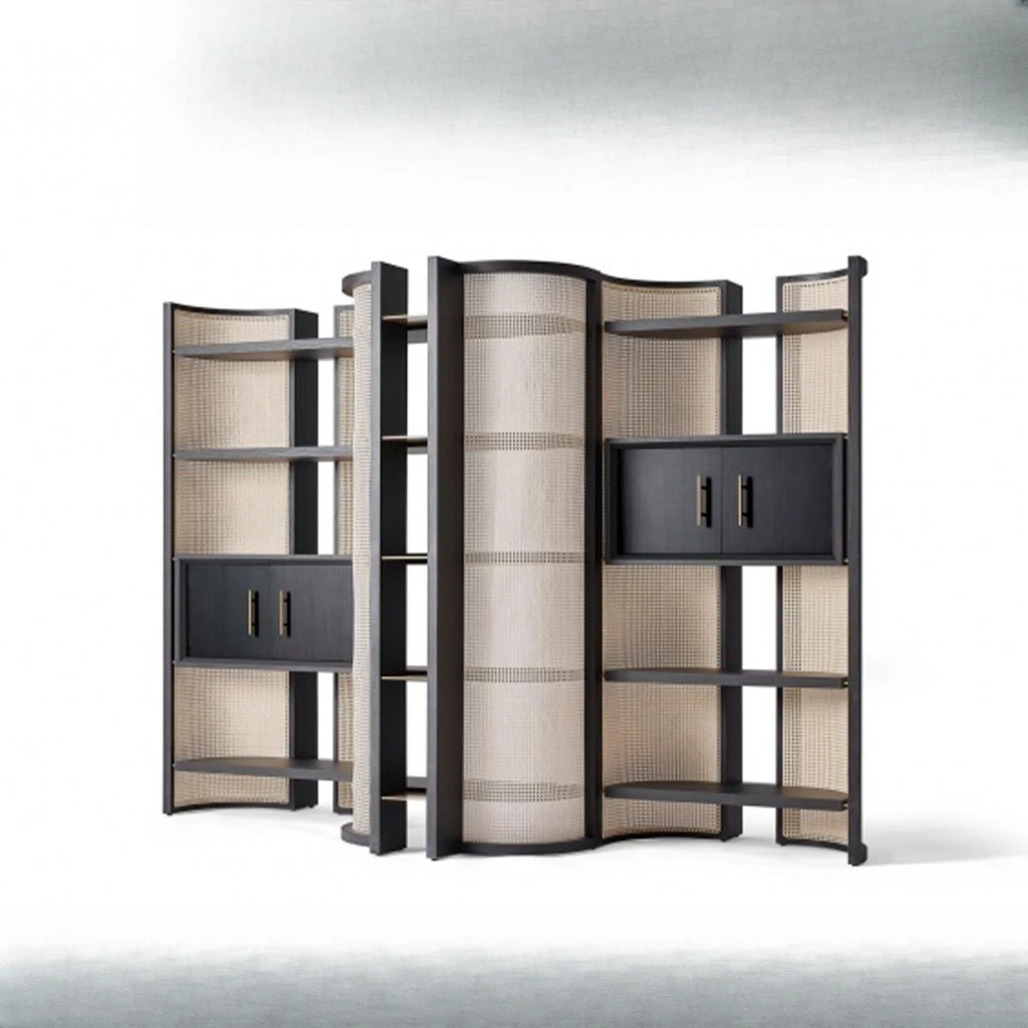 

Bookshelf living room floor-to-ceiling modern high-end creative screen wabi-**** wind combination solid wood