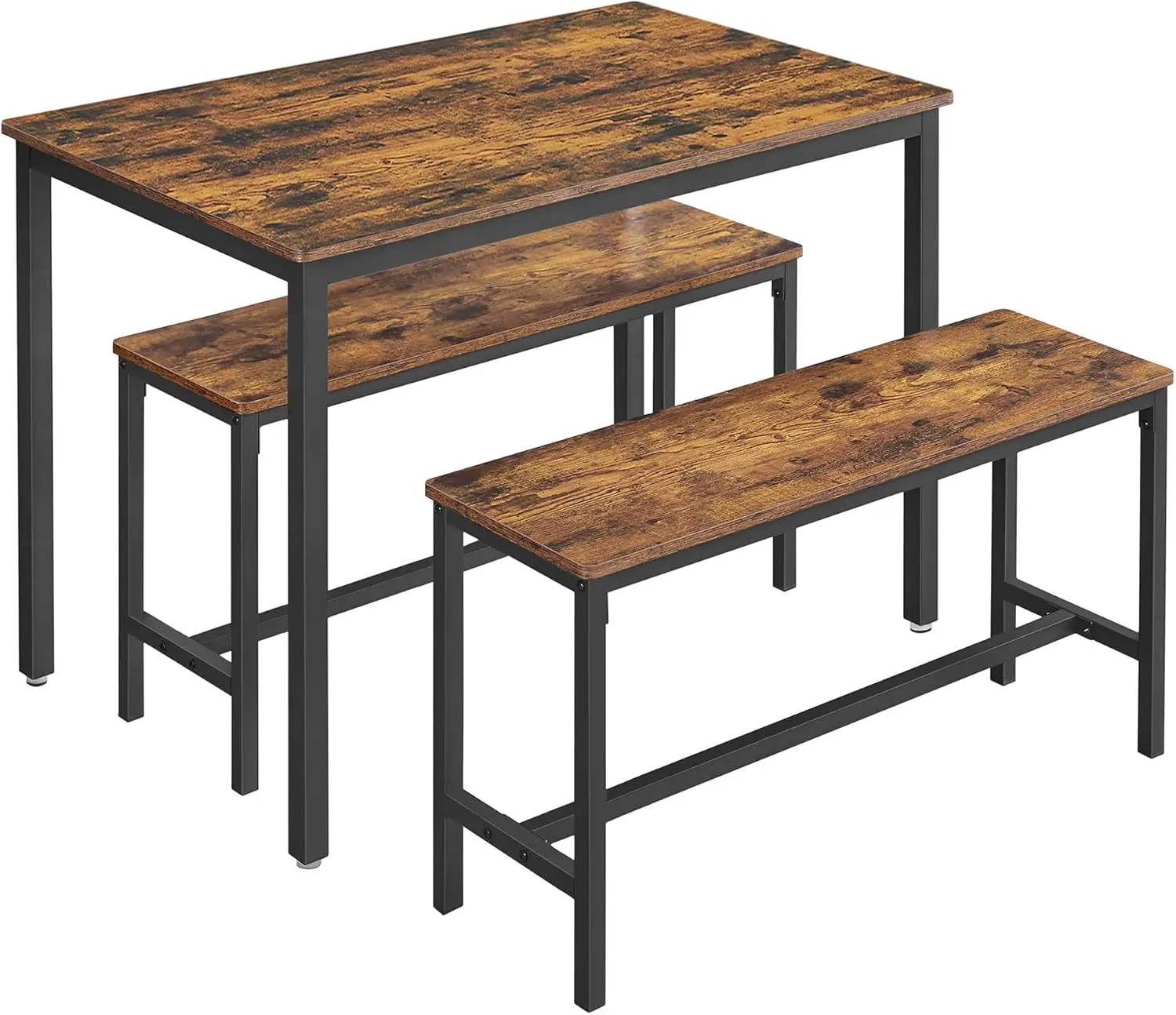 Conjunto de Mesa de Comedor y 2 Sillas, Juego de 3 Piezas, Mesa de 70 x 110 x 75 cm, 2 Taburetes de 30 x 97 x 50 cm Cada Uno