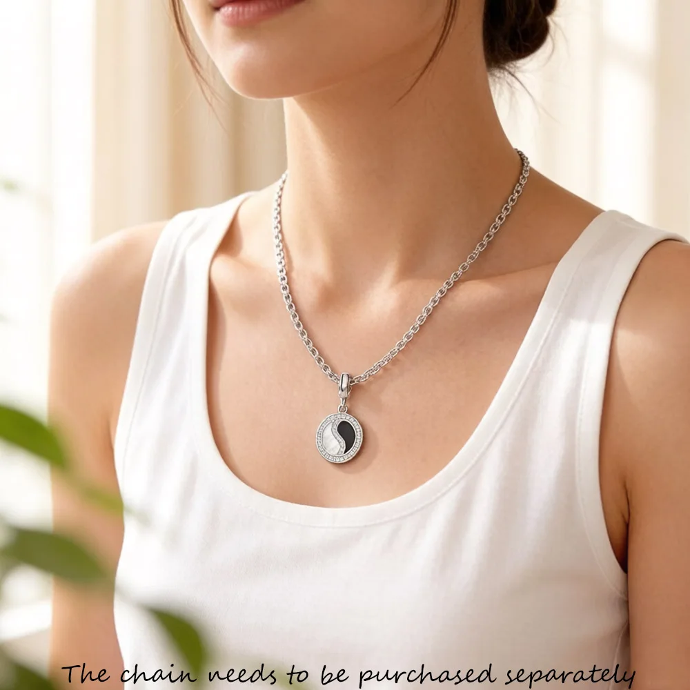Yin and Yang Gossip Taiji Lucky Charm Antique Retro Pendant Essential Oil 925 Sterling Silver High Jewelry
