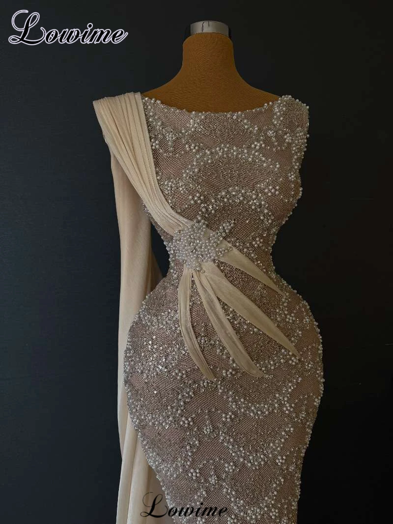 New Elegant Champagne Beaded Prom Dresses For Women 2027 Arabic Dubai Wedding Guests Dresses Vestidos De Cóctel Customized