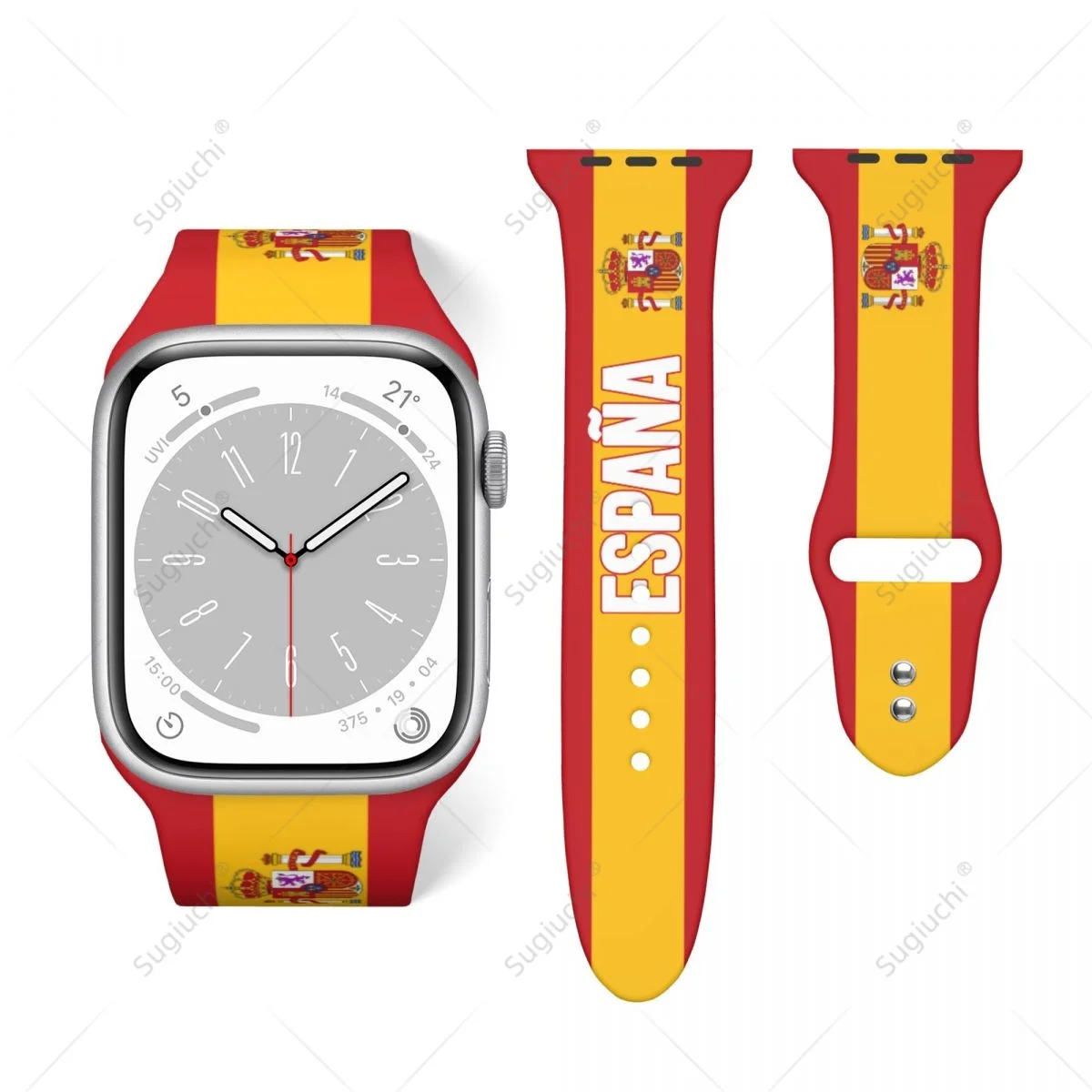 

Unisex Spain Flag 3D Printing Sport Strap for Apple Watch Band Ultra 2 Silicone WatchBand for Iwatch Series 9 8 7 6 SE 5 4