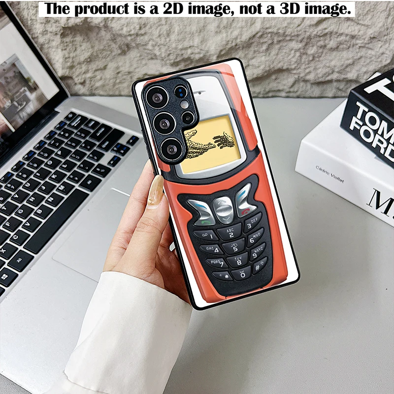 Vintage Handshake Design 2D Print Black Glass Phone Case for Samsung S & A Series, Full Coverage Shockproof Protective Cover