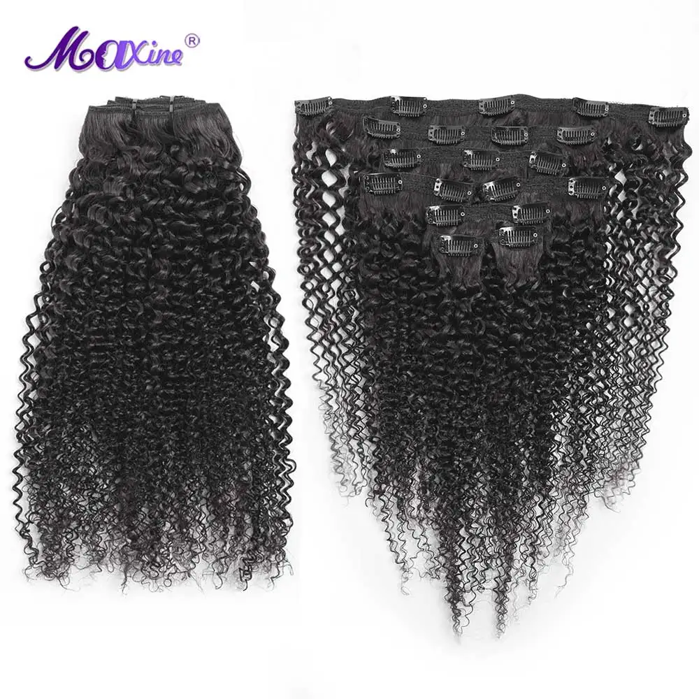 Maxine Clip Ins Human Hair Afro Kinky Curly Clip In Hair Extensions 100% Human Hair Full Head 120g/Set Clip In Kinky Curly Hair