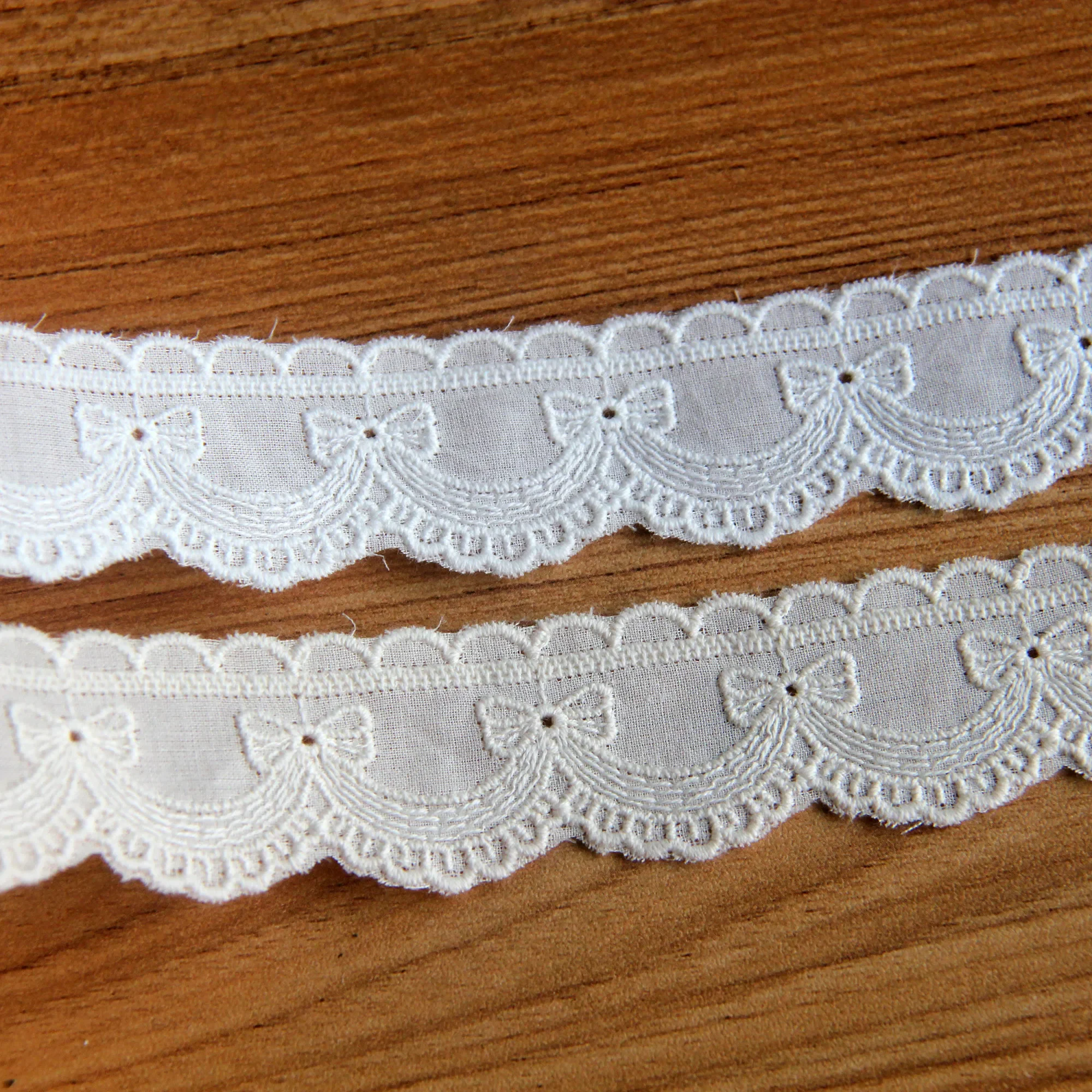 Cotton Embroidered Lace and Small Wave Flower Bow Skirt Decoration Cloth DIY Accessories 2.7cm Wide