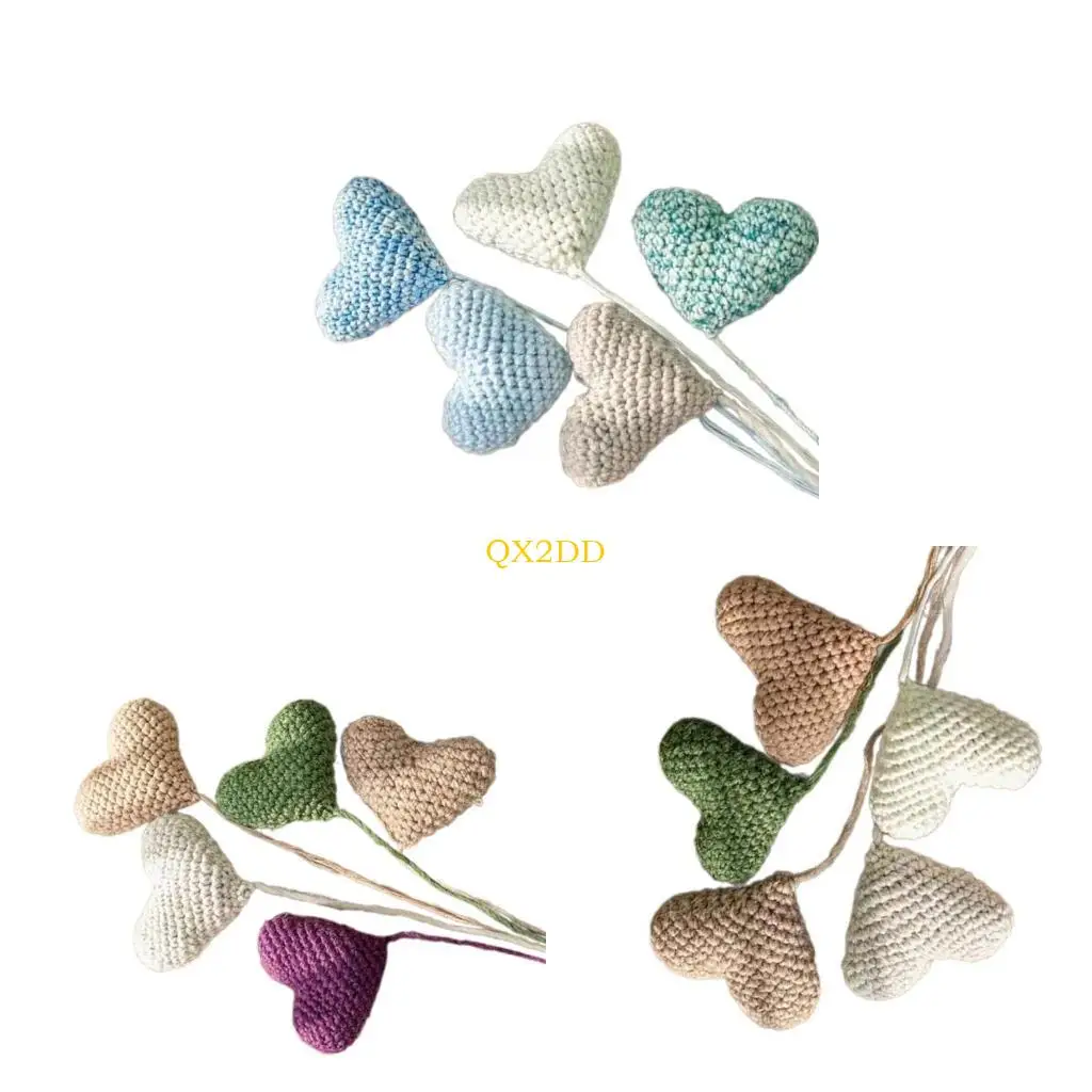 QX2D Newborn Photo Posing Props Crochet Heart Photography Props Baby Photo Props Photo Posing Gear Infant Photoshoot Backdrop