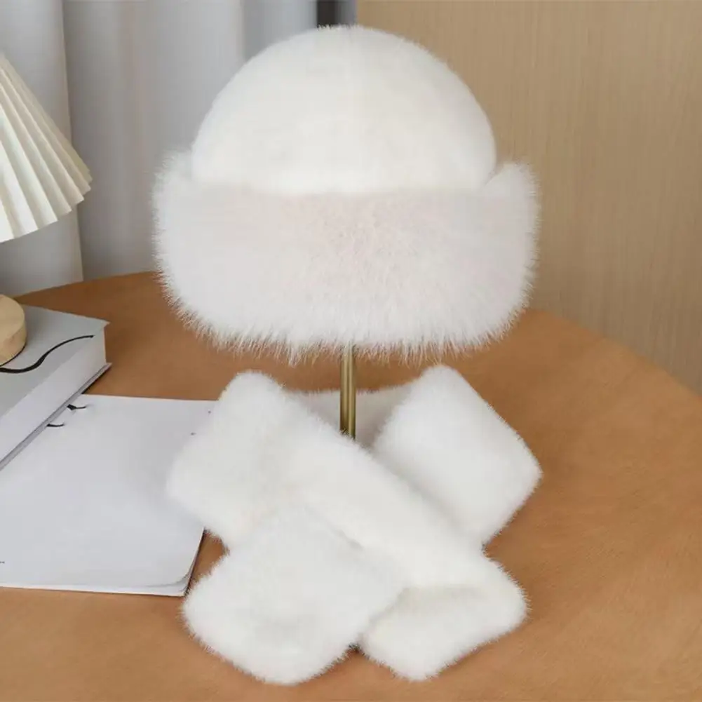 

High-quality Hat Scarf Cold Weather Hat Scarf Cozy Winter Fuzzy Hat Scarf Set for Women Faux Fur Collar Wrap with for Cold