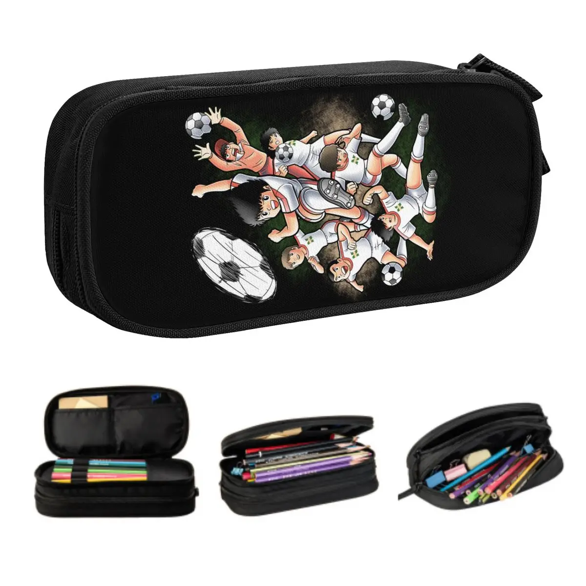 Custom Classic Anime Captain Tsubasa Pencil Case for Large Capacity Japan Football Manga Pen Bag Box School Accessories
