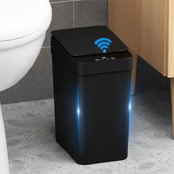 Bathroom Trash Can, 12L Automatic Motion Sensor Touchless Waterproof Trash Bin with Lid, Smart Electric Trash Can for Kitchen