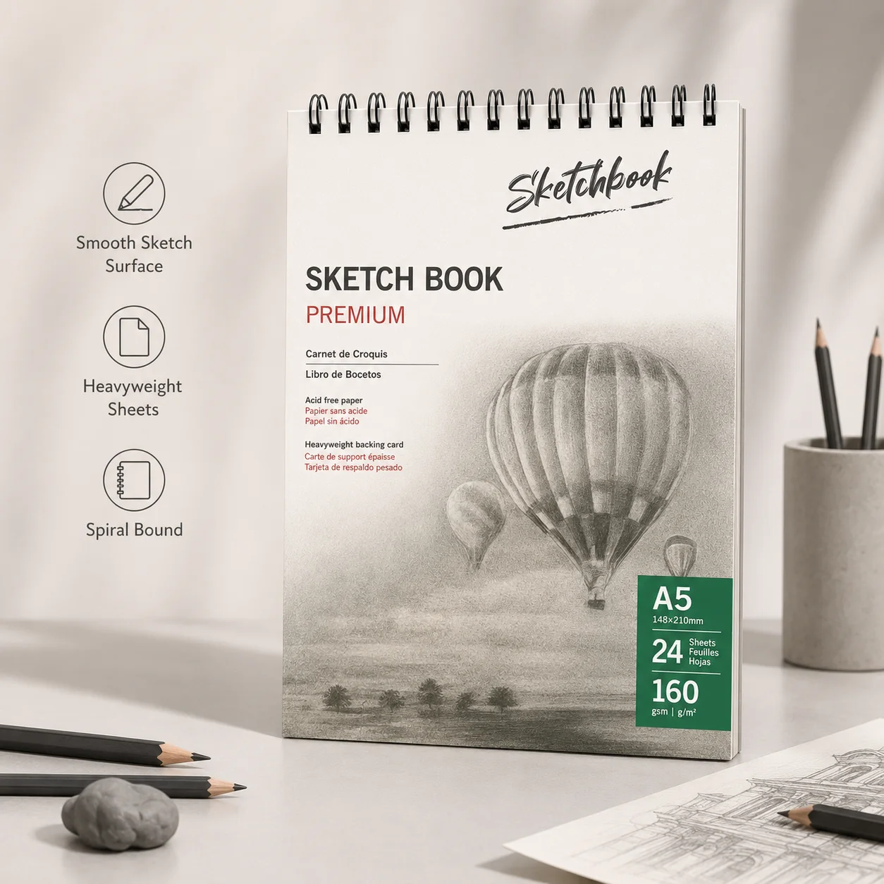 Professional Grade Art Pad - 24 Sheets, Heavyweight Paper, Ideal for Wet Media & Dry Media - Must-Have for Art Students & Hobbyists
