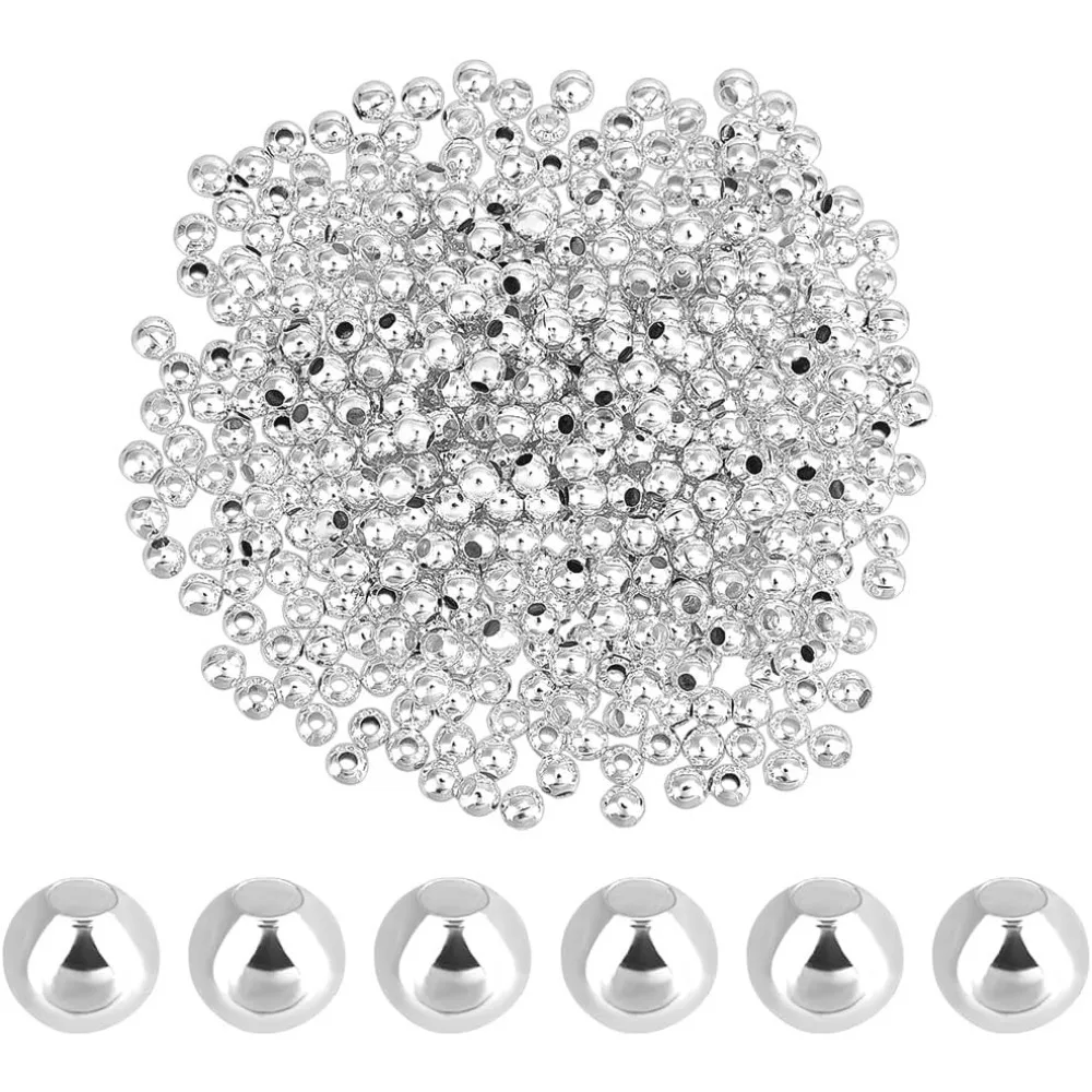 

600pcs Beads 3mm Seamless Smooth Round Bead Ball Beads Brass Loose Spacers Long-Lasting Waist Bead