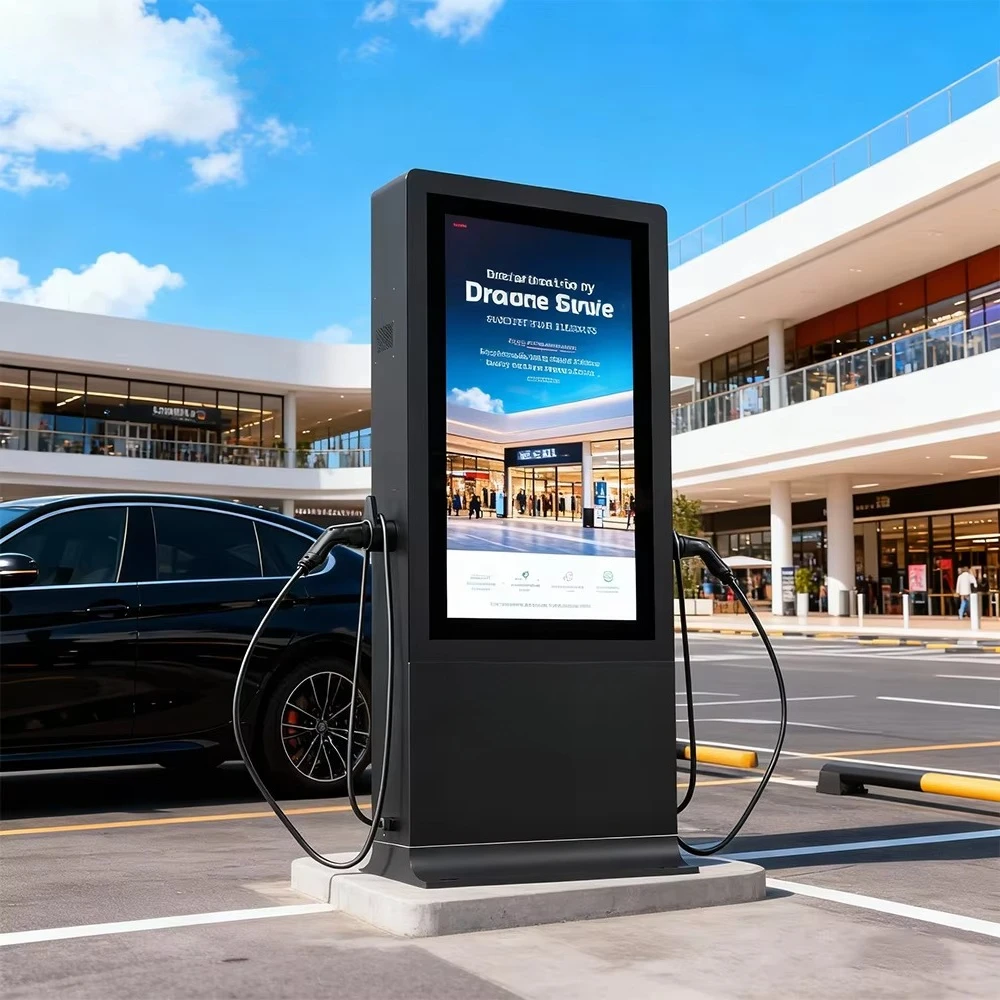 Car Charger Commercial Use Vehicle Charging Pile EV Fast Charging Station with Advertising Display 14kw 22kw 44kw