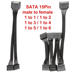 5-wire SATA 15pin male to female extension cable 1 to 1 2 3 4 5 6 for computer hard disk interface power cord