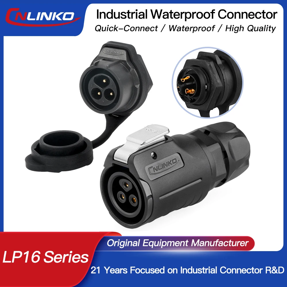 

CNLINKO LP16 Waterproof Solder Type M16 PBT Plastic Shell Circular Connector for LED Lighting DIY Electronics Outdoor Industrial