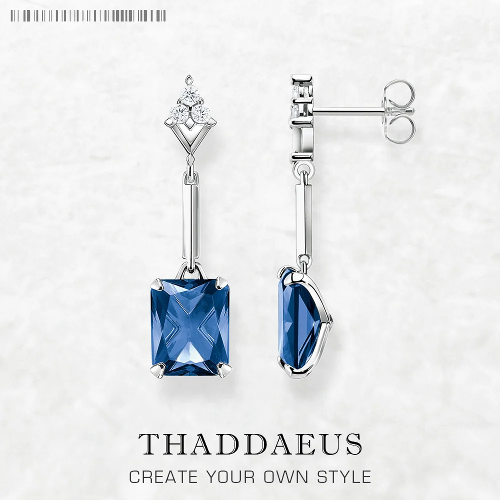 Dangle Earrings Sapphire Blue Stones Fine Jewelry For Women Summer Brand New Pure Sterling Silver 925 Klasyczny i elegancki prezent