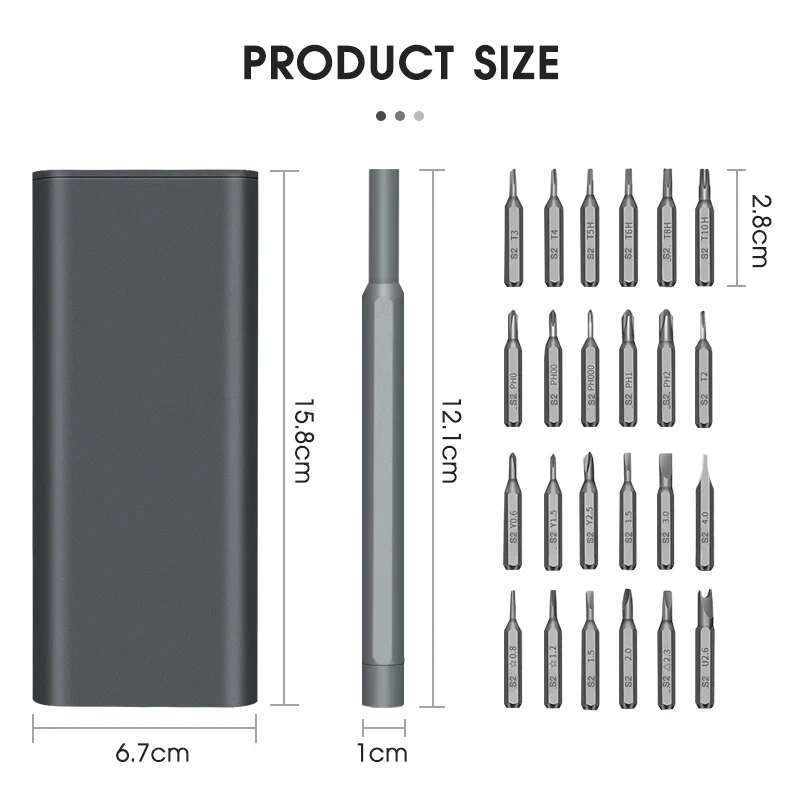 Precision Screwdriver Set, magnético, Phillips, Torx, Hex Screw Bit, reparo doméstico, kit de ferramentas manuais para iPhone, PC, computador, 26 em 1