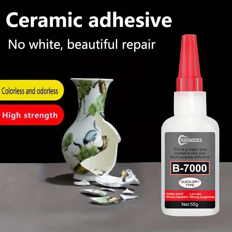 Strong Ceramic Repair Adhesive, Quick-Dry Waterproof Glue for Ceramics, Bowls, Vases, Jars and Small Craft Repairs