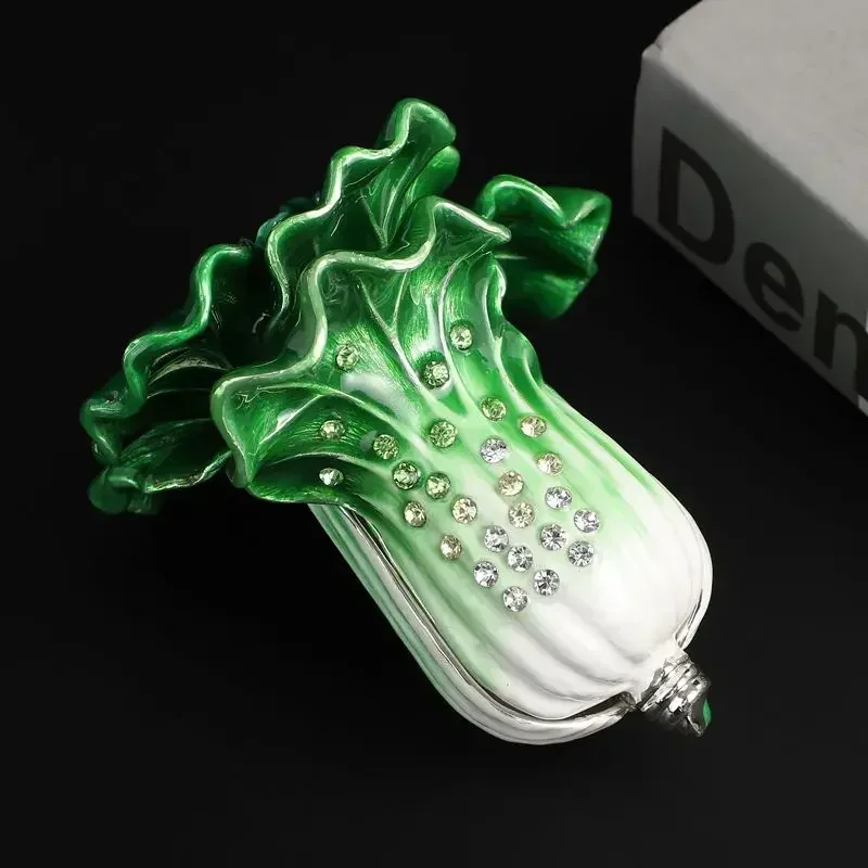 

SHINNYGIFTS Hand Painted Enamel Cabbage Jewelry Box FengShui Home Desk Display Crafts Vegetable Trinket Box