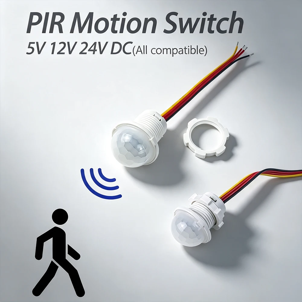 Compatible DC5V 12V 24V PIR Motion Sensor Switch Activated Timer Automatic LED Strip Custom Motion Detector with Mini Sensor