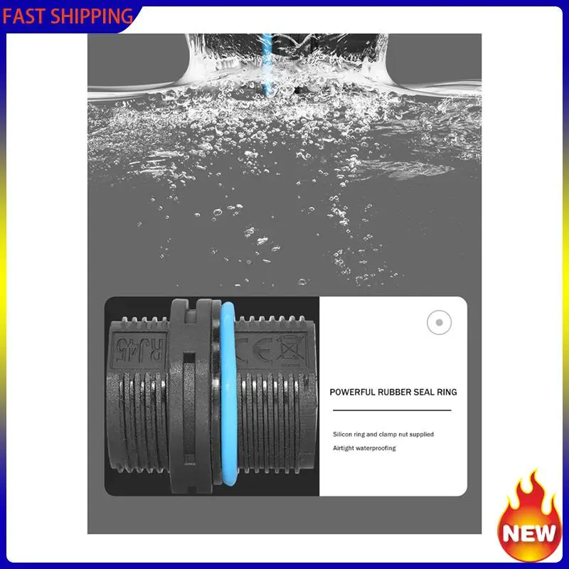 Speciale 15PCS paneelmontage RJ45 waterdichte connector Ethernet LAN-kabelconnector dubbele kopadapter met stofkap