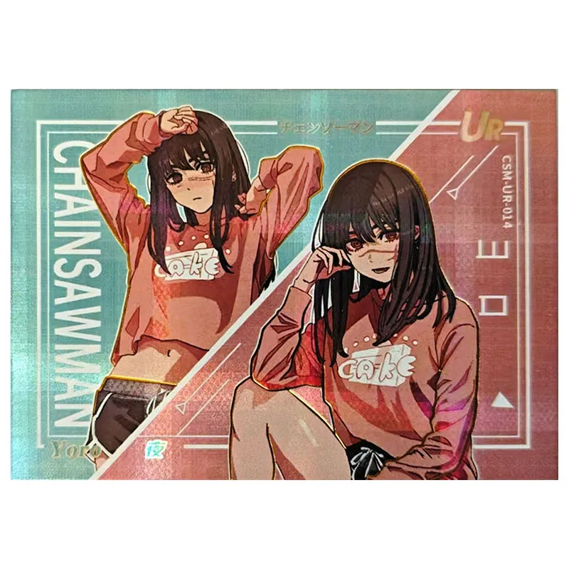 Anime Chainsaw Man Rare UR Collectible Card Denji Makima Power Higashiyama Kobeni Sawatari Akane Toys for boys Birthday Present