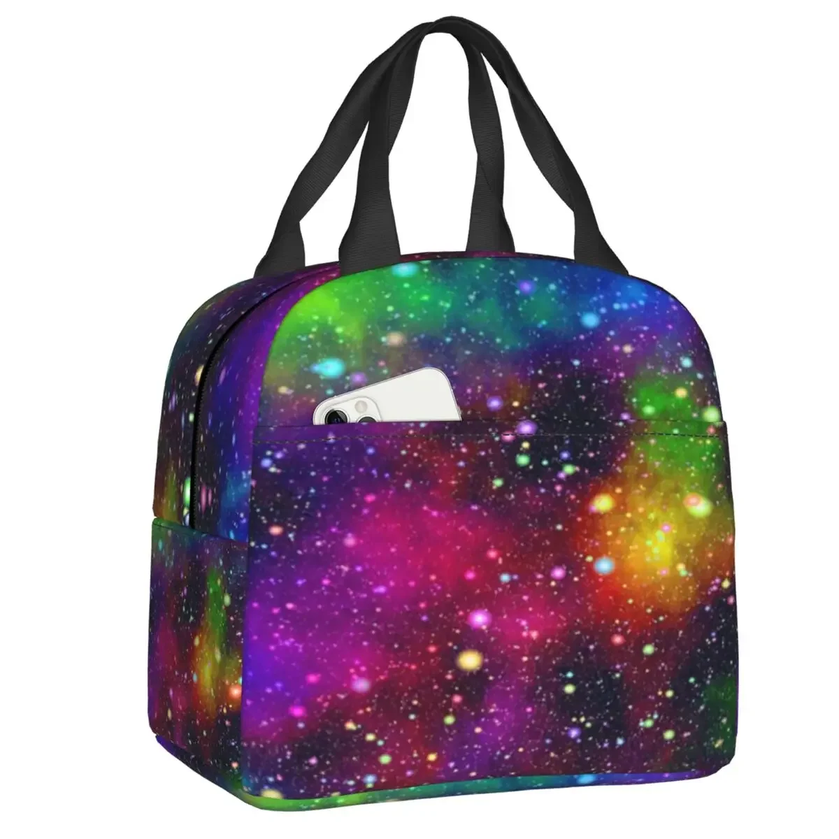 Abstract Colorful Galaxy Insulated Lunch Bags Women Gorgeous Universe Stars Lunch Container for Outdoor Camping Travel Food Box