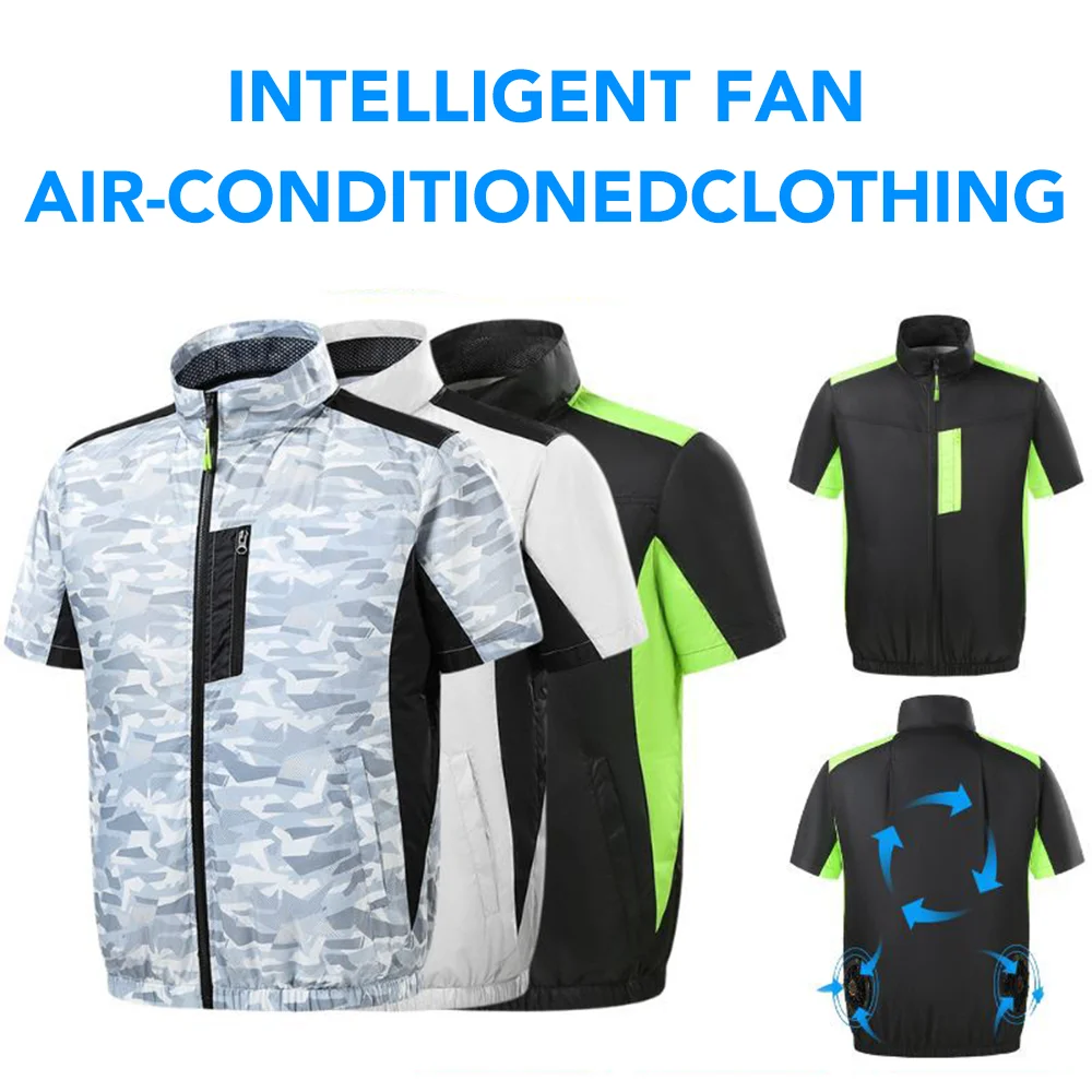 

Summer Intelligent Cooling Air Conditioning Clothes Men's USB Cooling Fan Short Sleeve Casual Workwear Heat Prevention Jacket