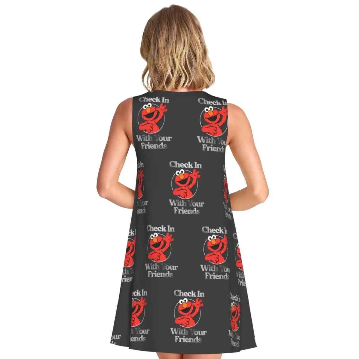 فساتين نسائية صيفية بدون أكمام مخصصة من Cookie Monster فساتين صيفية غير رسمية للتلفزيون للأطفال فستان بدون أكمام للشاطئ #2