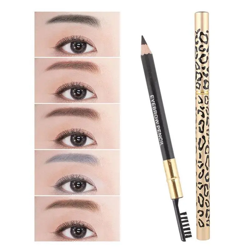 Double-headed Leopard Eyebrow Pencil Brush Makeup Natural Brow Cosmetics Waterproof Eye Long-Lasting Colors